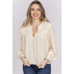 ULLA JOHNSON Aria Ruffle Silk Tunic Peasant Top ~ Bone Sz 8